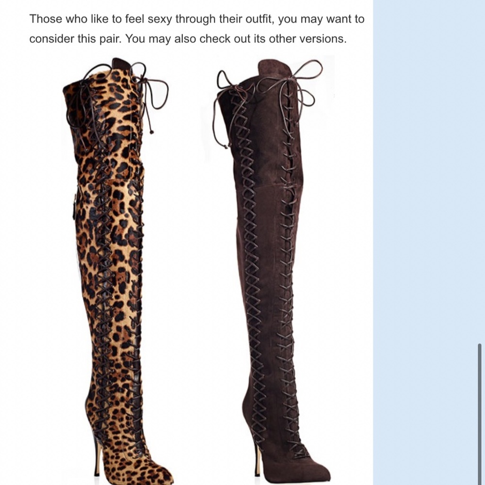 Brian Atwood Belle Cheetah Leapoard Leather CalfHair LaceUp Thigh Boots NEW 38 - Picture 9 of 11